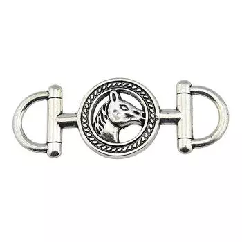 5шт. Подвески с конской головой, подвески, античное серебро, цвет цинкового сплава, 43X17 мм.