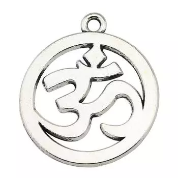 5шт Подвески со знаком Ом Подвески античное серебро Цвет цинковый сплав 25мм