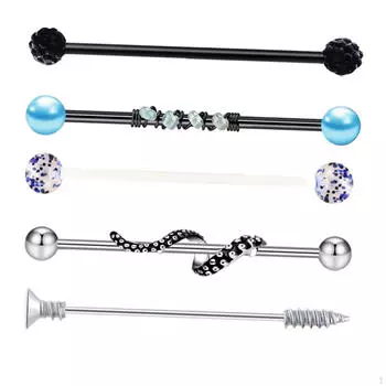 5шт промышленные серьги-штанги, пирсинг, длинные геометрические украшения для хряща