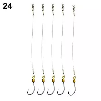 5шт против укуса поводок из нержавеющей стали рыболовные снасти крючки леска снасти инструмент 8*