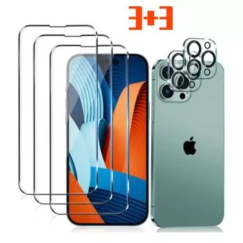 5шт прозрачное закаленное стекло протектор экрана для IPhone 11 12 13 14 Pro Max 5 In 1&Tempered Glass белый