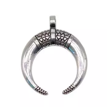 5шт рога полумесяц подвески подвески античное серебро цвет цинковый сплав 34X27mm