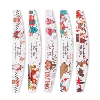 5шт Рождественская пилочка для ногтей Nail Art Multi Grit Буферный блок для ногтей Маникюрные пилочки для снятия гель-лака Nai Black