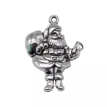 5шт Рождественский Санта-Клаус с подарочными подвесками Подвески античное серебро Цвет цинкового сплава 32X25 мм