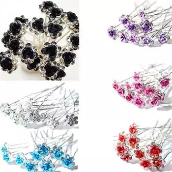5шт шикарные обручальные свадебные блестящие заколки для волос со стразами заколки для волос с цветком розы