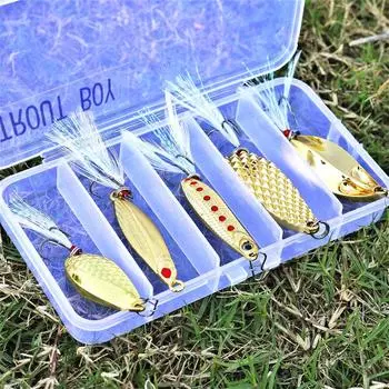 5шт спиннербейты для рыбалки на ложку с пластиковой коробкой Silver Kit