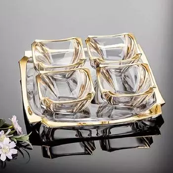 5шт стеклянная фруктовница прозрачная стеклянная чаша с золотой стороной квадратная чаша гостиная журнальный столик конфеты сухофрукты закуска тарелка
