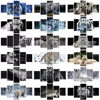 5шт тигр художественная живопись плакат висит картина набор дома гостиная стены декор 50x25cm