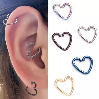 5шт унисекс мода крутой сердце спираль хряща кольцо в носу пирсинг серьги-кольца