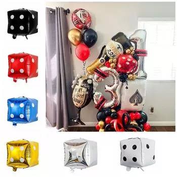 5шт утолщенные кубические кости фольгированные шары надувные казино фольгированные шары вечеринка в стиле Лас-Вегаса белый