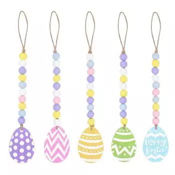 5шт весенние деревянные гирлянды из бусин пасхальные деревянные гирлянды из бусин деревенские украшения в стиле бохо One Size