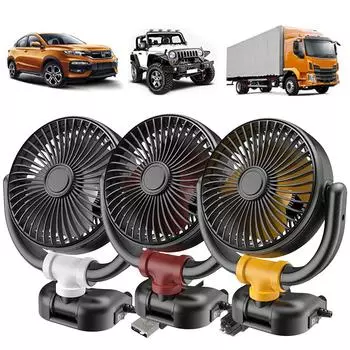 5V/12V/24V Car Cooling Fan 360 Rotation Car Powerful Fan Low Noise Portable Air Cooler Folding Car Dashboard Small Fan
