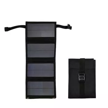 5V 20W USB Solar P-owered Energy Cell C-harger Foldable Bendable IP65 Water Resistance P-ower B-ank with 4 Solar Panels Charg