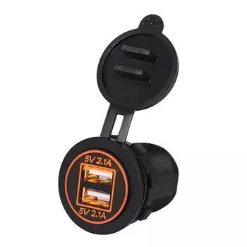 5V 2.1A Dual USB Charger IP66 Waterproof Car Charging Socket Power Outlet Compatible for Car Boat Marine