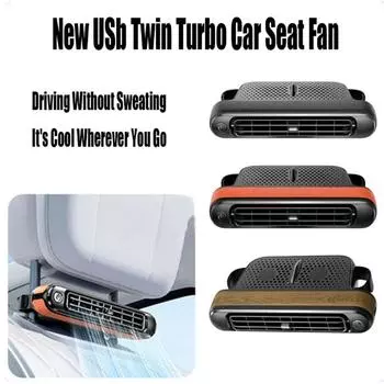 5V 2A Dual Turbo Car Fan USB Car Cooling Fan for Backseat 3rd Gear Wind Speed Car Seat Headrest Fan Magic Tape Ventilation Fan