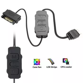 5V 3PIN ARGB контроллер ARGB 5V 3PIN к SATA интерфейсный удлинительный кабель мини-адаптер контроллер для охлаждающего вентилятора световая полоса