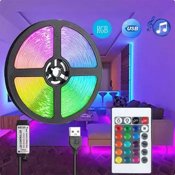5VLED лента 1-5M RGB с USB 24Key инфракрасный пульт дистанционного управления для изменения цвета яркости SMD подходит для праздничного декора Not waterproof&1m