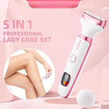 5в1 электрическая бритва для женщин триммер для лица носа бровей бороды рук ног подмышек бикини безболезненные портативные бритвы для тела удаление волос влажным и сухим способом