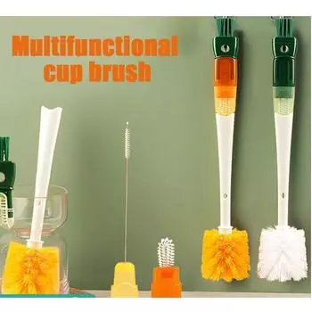 5в1 щетка для чистки чашек с длинной ручкой многофункциональная щетка для чистки бутылок с молоком кухонные принадлежности белый
