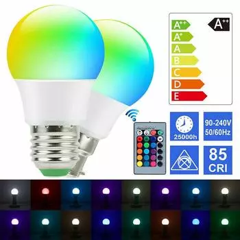 5W B22 RGB Светодиодная лампа 16 цветов, меняющая цвет с ИК-пультом дистанционного управления