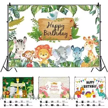 5x3ft Животные Тематический фон для фотосъемки вечеринки, дня рождения, фотофон в джунглях A-150X90cm