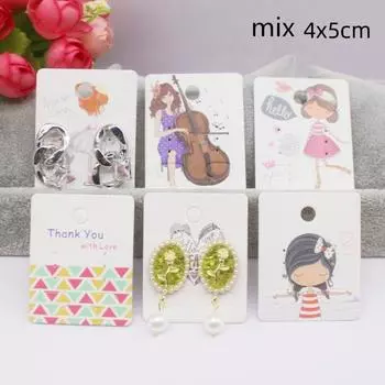 5x4 см Горячая распродажа Новый стиль комиксов Красота/Фото Девушка Черный/Белый/Крафтовская бумага Серия Серьги-гвоздики Набор Шаблон карты 50card