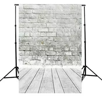 5x7ft Серая кирпичная стена Деревянный пол Фотография Фон Фотостудия