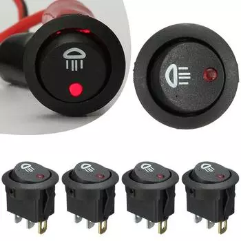 5x 12V 20A Автомобиль Лодка Круглая точка Красный светодиодный противотуманный фонарь Кулисный переключатель вкл./выкл.