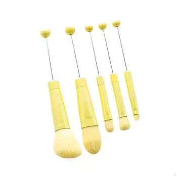 5x Beadable Makeup Brushes with Soft Synthetic Fiber DIY Foundation Angled Brush Make up