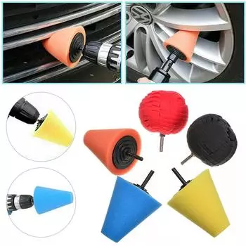 5x губчатых полирующих конусов для полировки шариковых накладок для комплекта угловых сверл для колес оранжевый/жёлтый