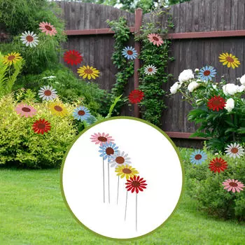 5x Metal Sunflower Garden Stakes, Spring Autumn Outdoor Decorative Lawn Yard Ornament for Swimming