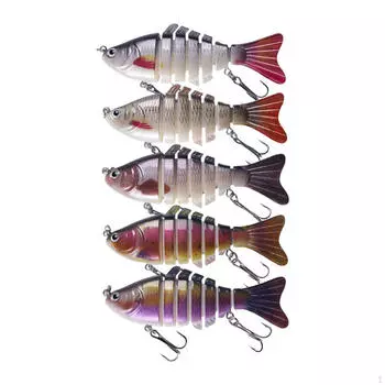 5x приманок для ловли окуня с 3D реалистичными глазами для пресной и соленой воды, мягкий сегмент, медленно тонущий