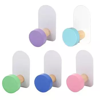 5x Радужные настенные крючки Простая установка Премиум Деревянный Универсальный держатель для полотенец Без сверления Легко