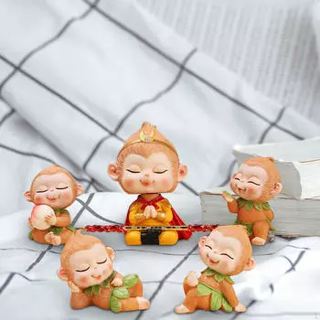 5x Статуэток Обезьян, Миниатюрные Фигурки Из Смолы, Скульптуры Короля, Фигурки Животных для Внутреннего Уличного Использования