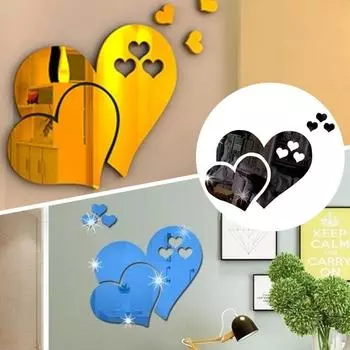 5x зеркальные настенные наклейки с изображением сердца и перьев, самоклеящиеся художественные наклейки для домашнего декора, новинка белый