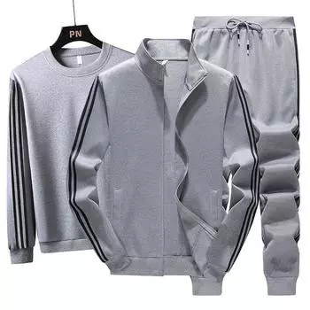 5XL весенне-осенний спортивный костюм, мужской модный повседневный костюм-куртка, весенне-осенний спортивный свитер, костюм из трех предметов, 3 шт.