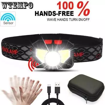 6000 люм USB зарядка предупреждение красный светодиод сильный светочувствительный налобный фонарь открытый ночной рыбалки водонепроницаемый налобный фонарь Headlight+Box+USB