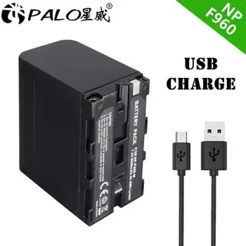 6000 мАч USB-вход для зарядки NP-F970 NP-F980 F960 F970 Светодиодный индикатор питания аккумулятора для Sony NP F960 F970 F550 F750 F770 MC1500C 1PCS