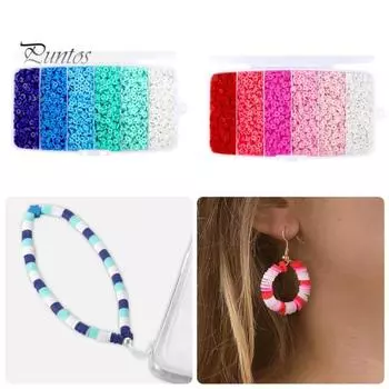 6000 шт DIY бусины из полимерной глины красочные плоские бусины с коробкой для хранения для браслетов, ожерелья, ювелирных изделий синий