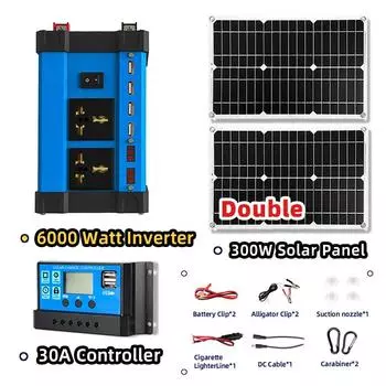 6000 Вт Interver Outdoor Power 12 В солнечный генератор энергии солнечная панель с 30 А комплектом солнечных батарей контроллер заряда солнечная система набор для кемпинга 6000W
