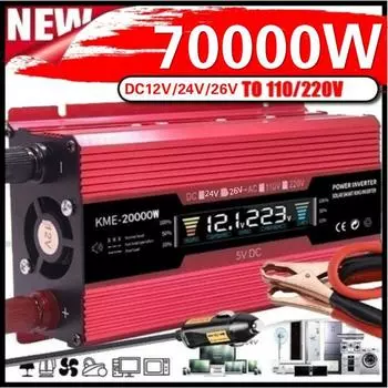 6000 Вт USB Sinehave преобразователь цифровой дисплей бытовой кемпинг открытый 4000 Вт автомобильный инвертор солнечной энергии DC12/24/26V в AC110V/220Vh 12V-110V красный