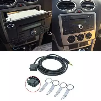 6000CD AUX-IN проводной адаптер автомобильная стереосистема 6000-CD AUX КАБЕЛЬ для Ford Fiesta Focus 6000 CD чёрный