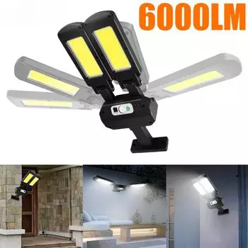 6000LM Двойная головка светодиодные солнечные уличные фонари уличный датчик движения пульт дистанционного управления солнечная лампа водонепроницаемое освещение для сада патио двор 3000LM