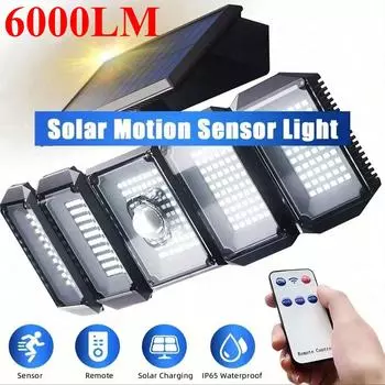 6000LM Солнечные настенные светильники Уличные внутренние садовые светильники Датчик движения Лампа Водонепроницаемый Мощный Солнечный прожектор Split - no remote control