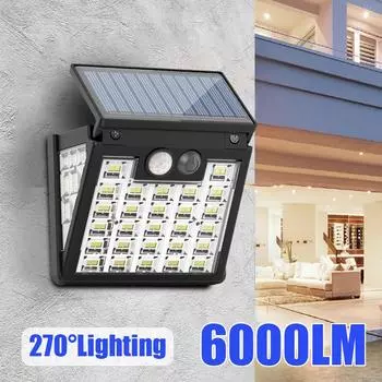 6000LM водонепроницаемые солнечные светильники для наружного сада, супер яркий датчик движения, настенный светильник, работающий на солнечной энергии, охранная лампа, 3 режима 3000lm-1pcs