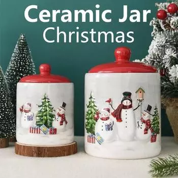 600/1150 мл герметичная керамическая банка с крышкой, скандинавский рождественский снеговик, елка, вместительная кофейная чашка, банка для закусок, креативная банка для хранения