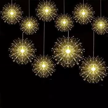 600/1200 светодиодных лампочек Starburst LED фейерверки уличные рождественские медные провода подвесные фейерверки гирлянды с пультом дистанционного управления Warm White