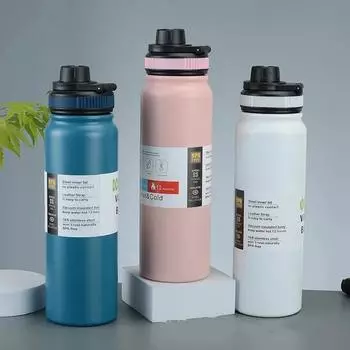 600/800 мл термос для улицы 304 нержавеющая сталь бутылка для воды портативный герметичный спортивный чайник с ручкой бутылка с вакуумной изоляцией 600ml чёрный