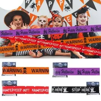600/900 см предупреждающая лента на Хэллоуин с изображением черепа и призрака, с принтом «Не входить», многоразовая, длинная красный