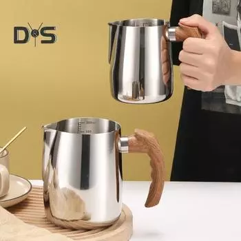 600 мл/1000 мл чашка для латте Art, кувшин для латте из нержавеющей стали, утолщенная чашка для вспенивания молока для эспрессо с ручкой для дома 600ML серебряный